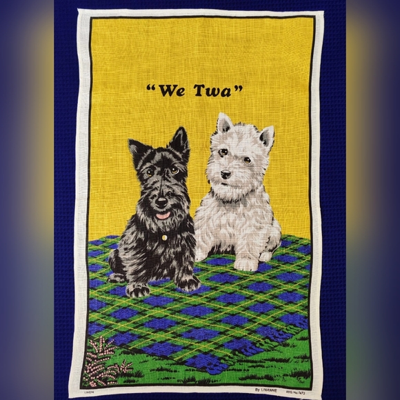Vintage Scottish tea towel "Scottish Terriers. We Twa". Company: LINANNE. - Picture 2 of 7